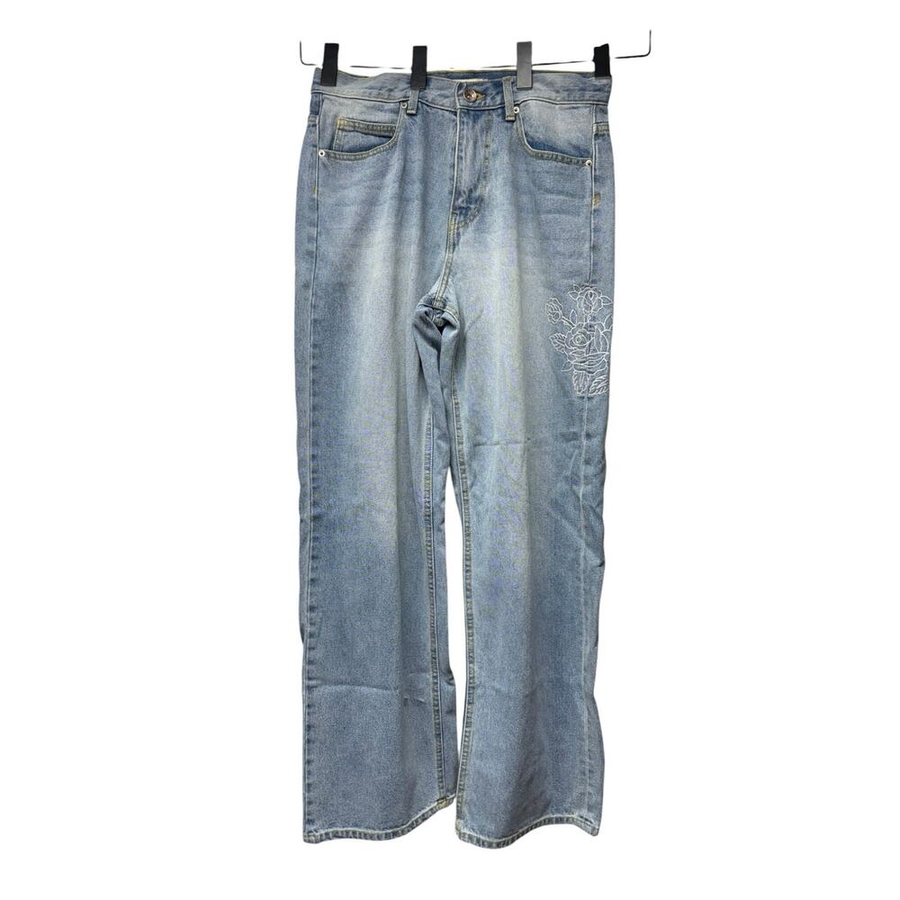 BDG Nitro Floral Chainstitched Baggy Jeans Mens 30 Light Wash Skater Streetwear